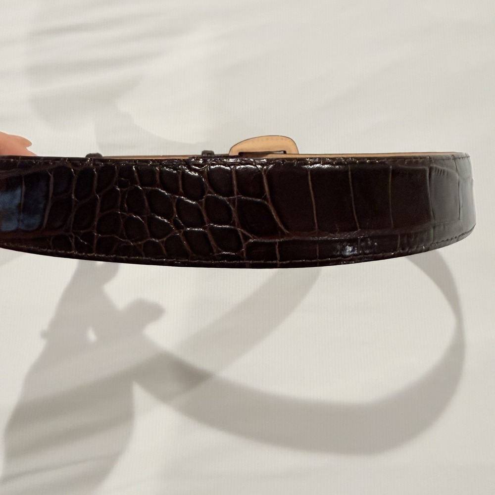 Cassin New York croc-embossed dark brown belt S Genuine Leather Women Vtg - Picture 8 of 8